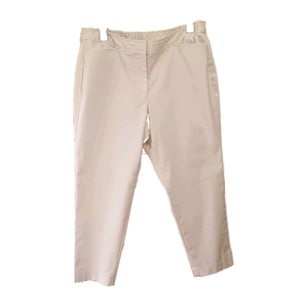 Talbots Women's White Elastic Back Heritage Crop Pants Size 14WP